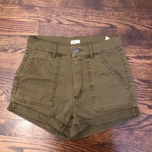 Garage Army Green Cargo Shorts 